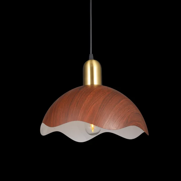 Timber Bloom Wavy Wood finish Pendant Light