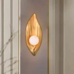 Veridian Glow - Gold Leaf Wall Lamp with Orb Light