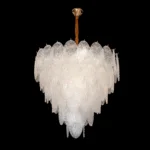 Whispering Leaf Motif Glass Chandelier