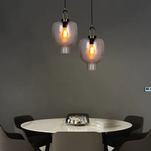 Solis Amber Glow C Textured Glass Pendant Lamp