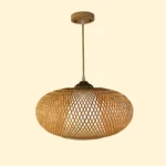 Coastal style rattan pendant, natural wood ceiling light, rustic modern kitchen island fixture, woven bamboo shade lamp, artisanal dining light