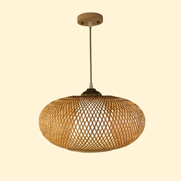 Coastal style rattan pendant, natural wood ceiling light, rustic modern kitchen island fixture, woven bamboo shade lamp, artisanal dining light