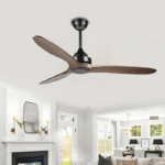 Kite Dark Brown Ceiling Fan | 1320mm | Metal Body | Wooden Blade