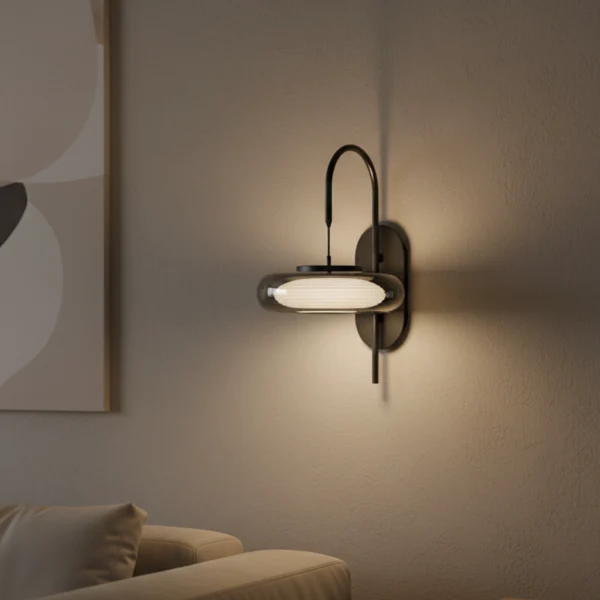 Aurora Arc Smoke Glass Wall Sconce