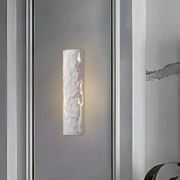 LumenCrag White Stone LED Wall Light