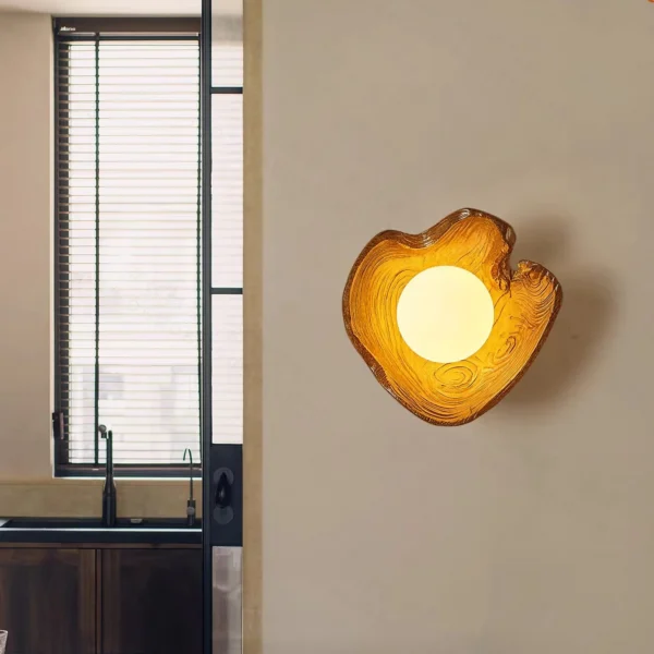 EmberLeaf Walnut Glow Resin Wall Light