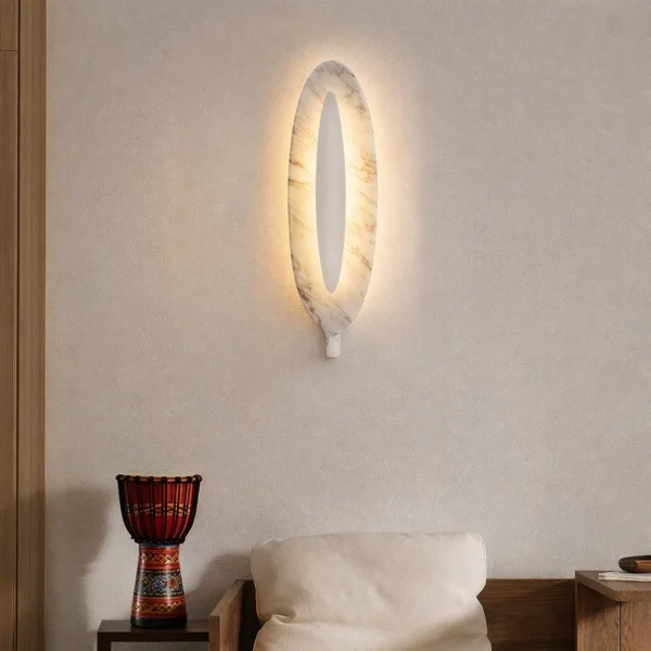 Marbella LeafGlow Carrara Marble LED Wall Light