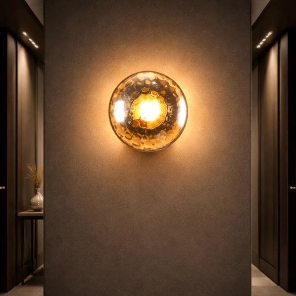 Solaris EmberSphere Amber Glass LED Wall Light