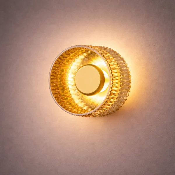 PrismAura Amber Drum Glass Wall Light