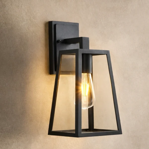 Sleek Black Geometric Outdoor Wall Lantern