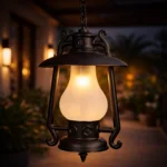 Rustic Bronze Farmhouse Hanging Lantern Light