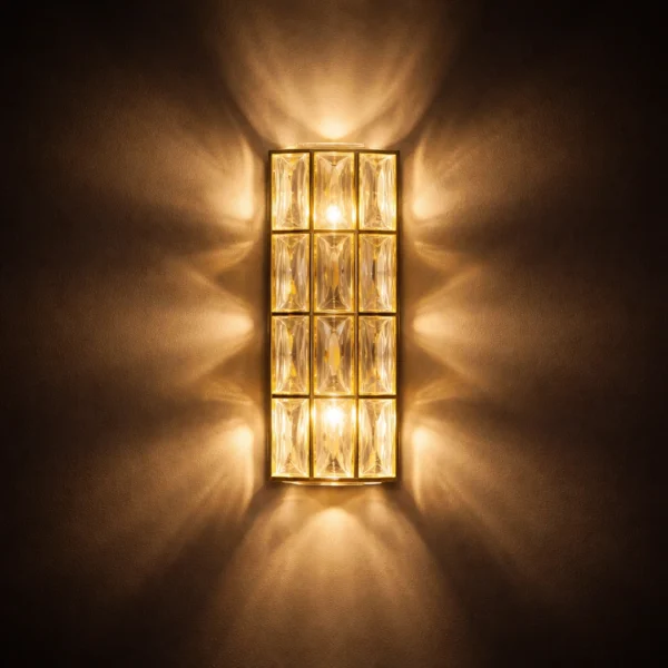 CrystalGrid Brass Gold Wall Light