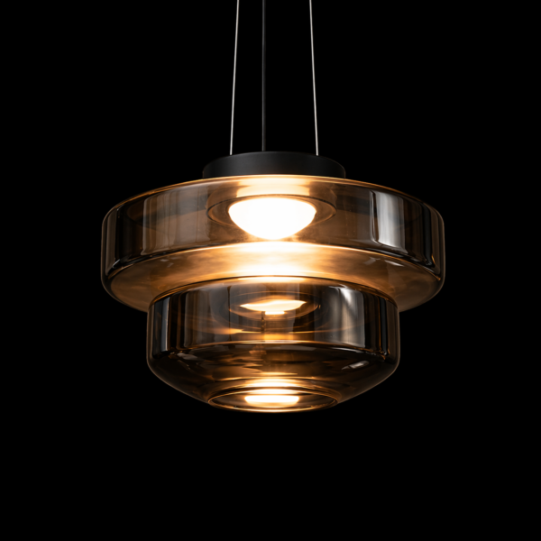 HaloTier Smoky Glass Ring Pendant Light
