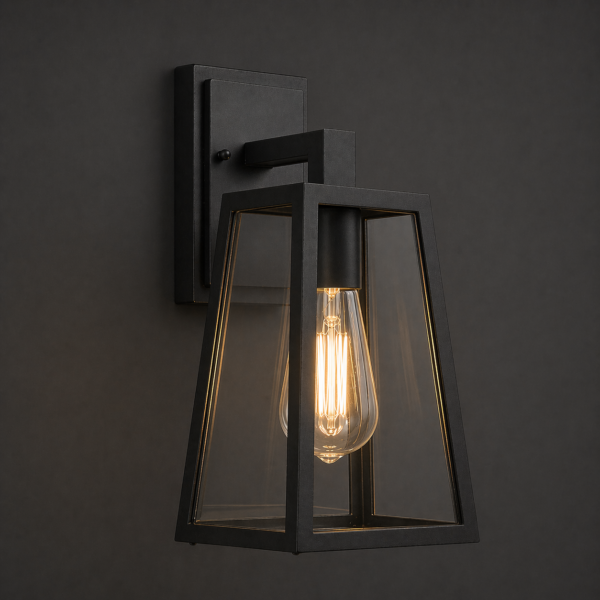 Sleek Black Geometric Outdoor Wall Lantern