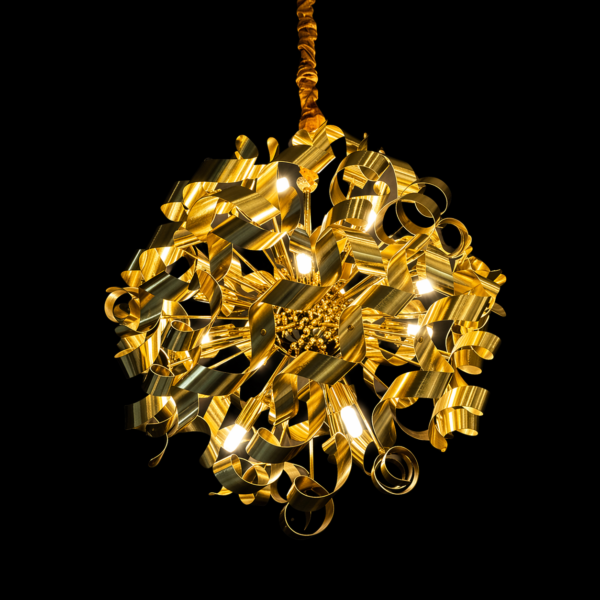 Braided Gold Ribbon Cascade Chandelier