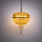 Gilded Ribbed Dome Pendant Light