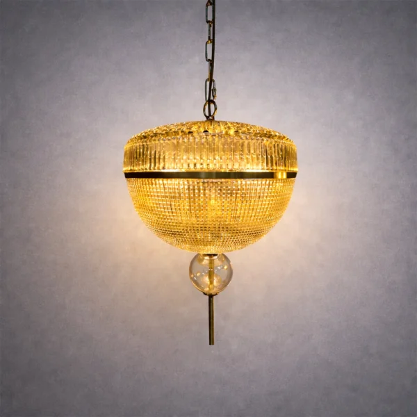 Gilded Ribbed Dome Pendant Light