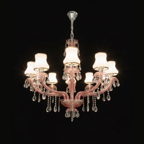 Blush Crystal Lampshade Chandelier