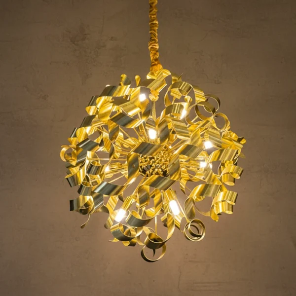Braided Gold Ribbon Cascade Chandelier