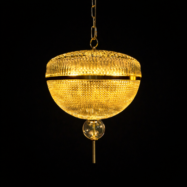 Gilded Ribbed Dome Pendant Light