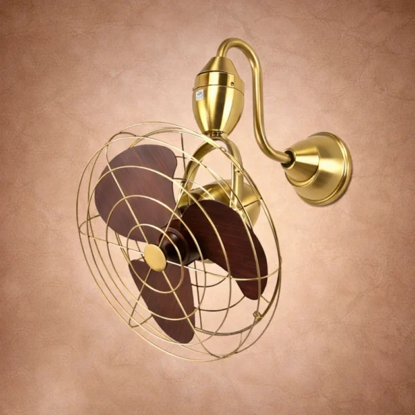 Toucan Golden Wall Mounted Fan with Cage | 15W BLDC Motor | ABS Body