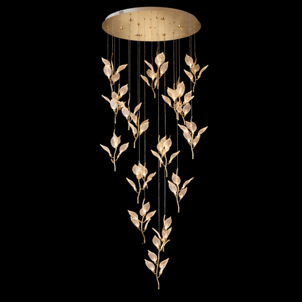 Aurora Gold 19 Leaf Cascade Chandelier
