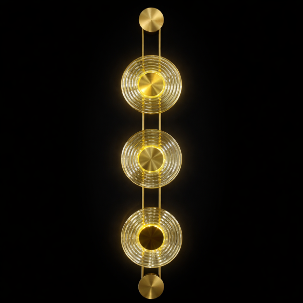 Vetro Luxe Triple Disc Brass Wall Light