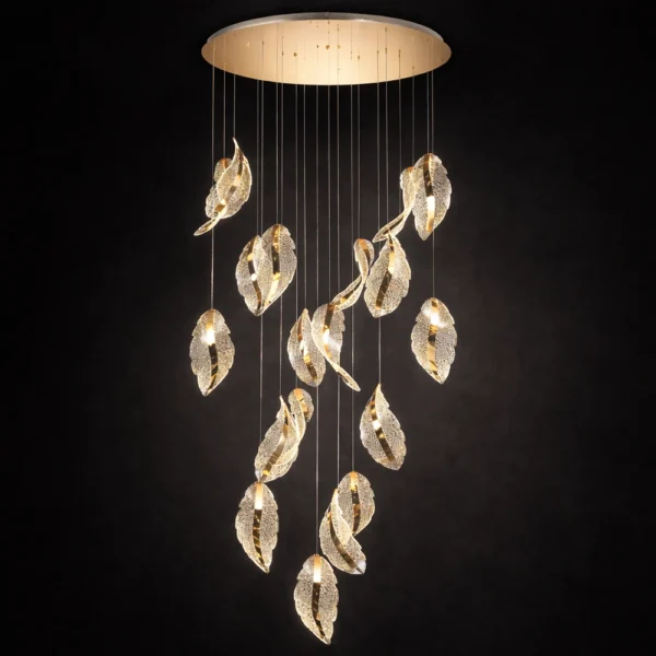 Luxury Golden Leaf Cascade Chandelier