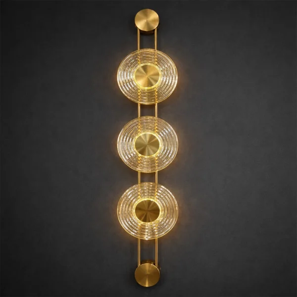 Vetro Luxe Triple Disc Brass Wall Light