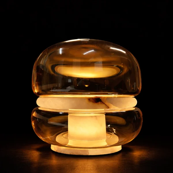 Haloform Amber Glass Marble Table Lamp