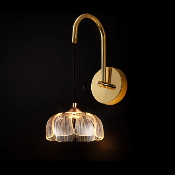 LumiPetal Brass Swing Arm Wall Sconce