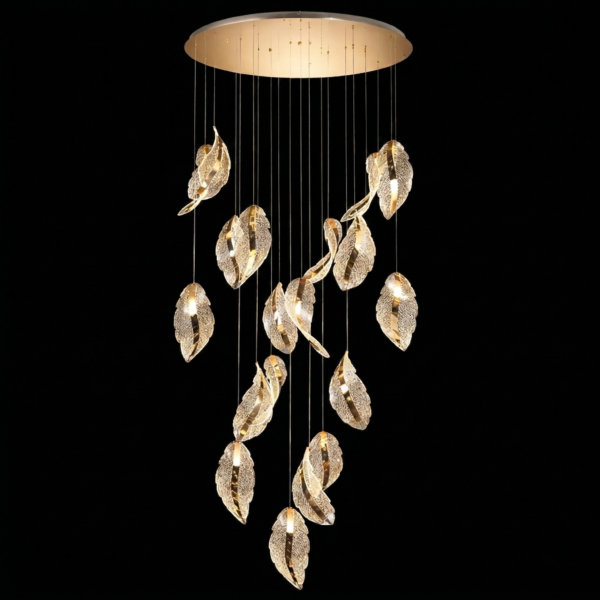 Luxury Golden Leaf Cascade Chandelier