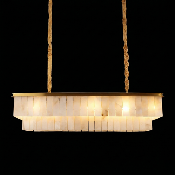 Cascara Tiered Rectangle Marble Chandelier