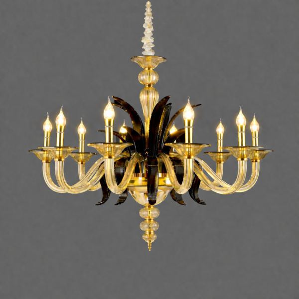 Modern Gold Glass Arm Chandelier Light