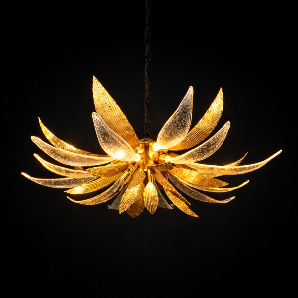 Aurelion Bloom Sculptural Glass & Gold Chandelier